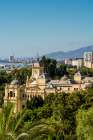 Ayuntamiento de Malaga (Malaga City Hall) and Pedro Luis Alonso Gardens, Malaga, Spain. Art Print